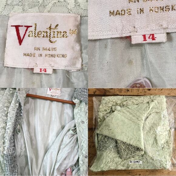 Valentina Ltd 1960s Embroidered Beaded Lace Long Sleeve Tunic Dress 14 VTG 10 to - Picture 2 of 16